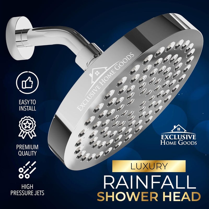 Heatsistence Rainfall Shower Head - 6" High Pressure Shower Heads - 2.5 GPM Shower Heads with Anti-Clog 90 Rubber Jets - 360° Rotation Adjustable Shower Head - ABS Plastic Rustproof Bathroom Shower Head - Image 2