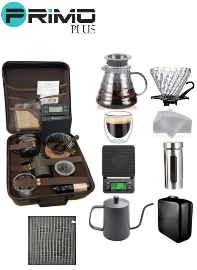 PRIMO PLUS - Coffee Maker Set, 9 PCS Coffee Accessories Tools with Portable Carry Case Barista Drip Coffee Kit for v60 - Image 1