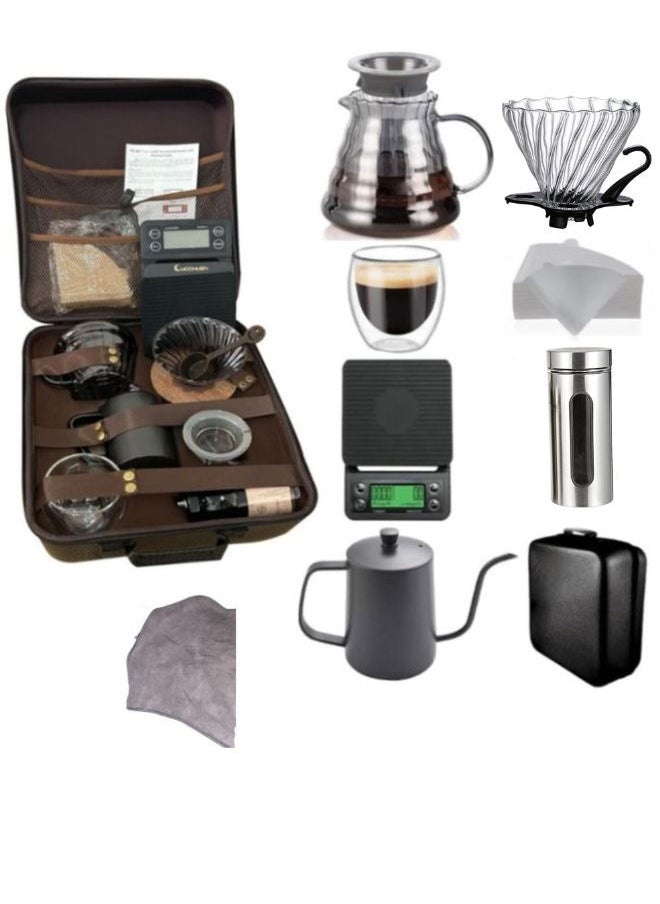 PRIMO PLUS - Coffee Maker Set, 9 PCS Coffee Accessories Tools with Portable Carry Case Barista Drip Coffee Kit for v60 - Image 1