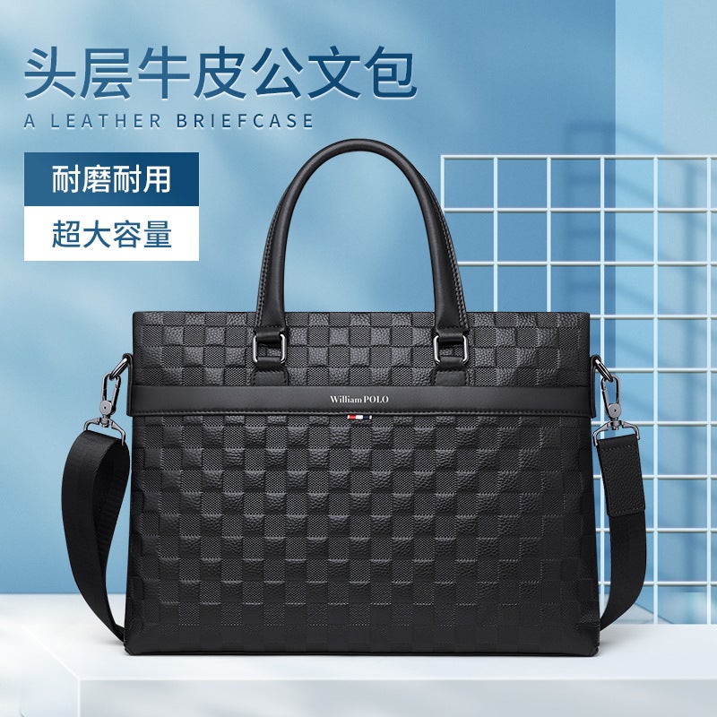 King Paul New Leather Business Handbag Jovan Armani Top Layer Cowhide Business Briefcase Shoulder Bag - Image 4