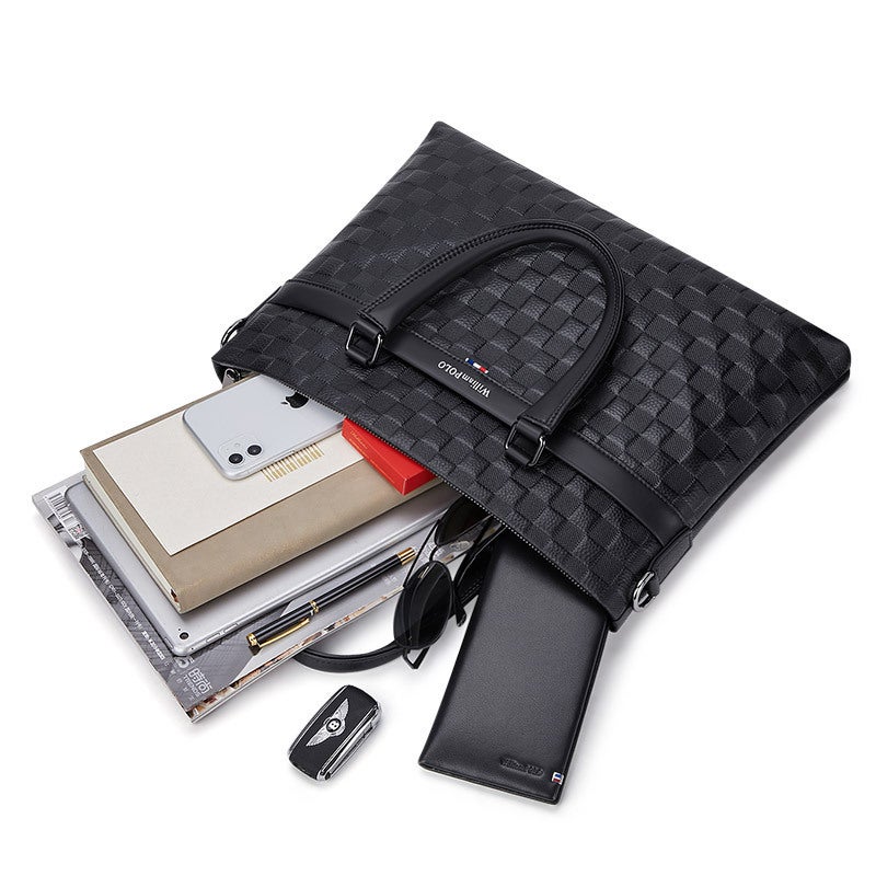 King Paul New Leather Business Handbag Jovan Armani Top Layer Cowhide Business Briefcase Shoulder Bag - Image 3