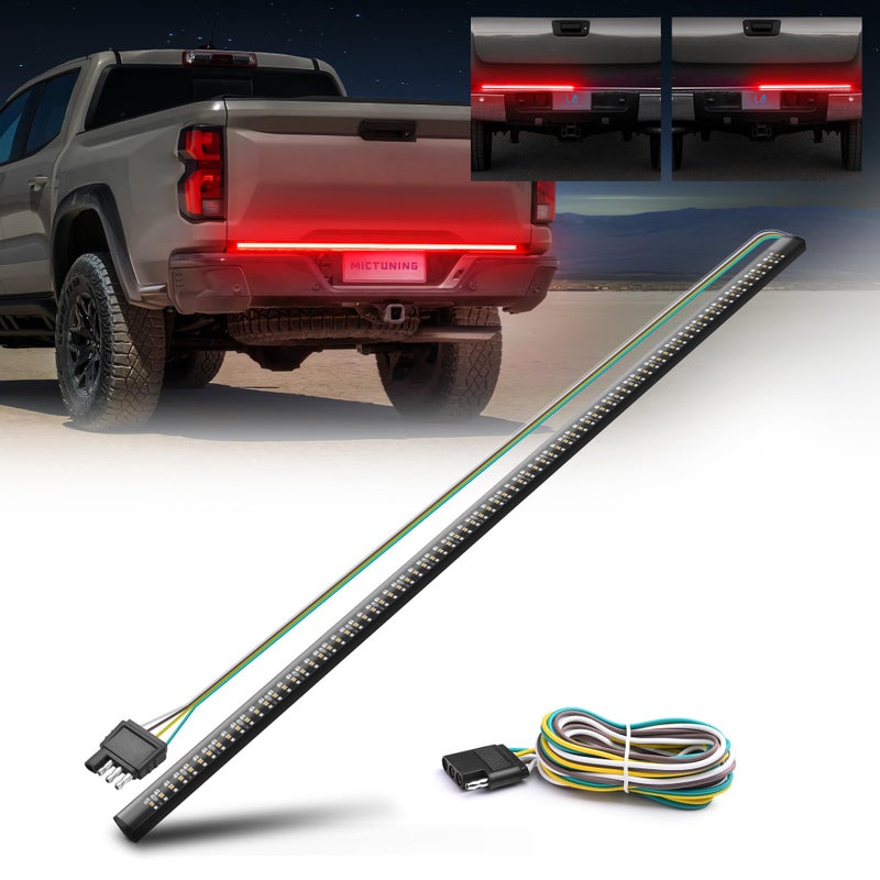 MICTUNING 60 inches Red Sequential Turn Signal LED Brake Lamp Triple Row 504 LEDs Tailgate Strip Light Waterproof for Ford F150/RAM 2500 - 5 Functions - Image 1