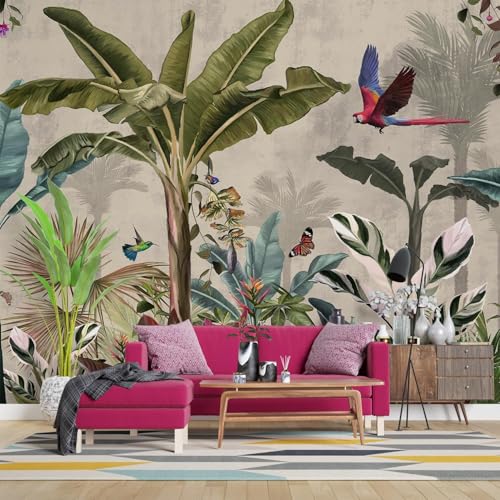 PAPER PLANE DESIGN Excusite Tropical Leaves and Nature Wall Leaf Mural Wallpaper. Full Wall Coverage for Home. (Ds-3) (10 X 12 FEET, Canvas Texture Selfadhesive) - Image 1