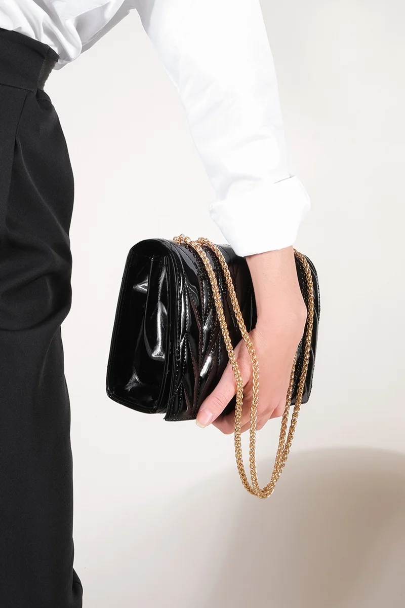MARJIN Women's Gold Color Chain Shoulder Bag Delbin