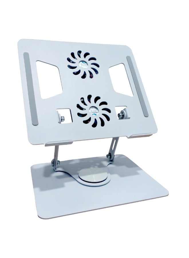 دريمزون حامل كمبيوتر محمول قابل للدوران 360 درجة مع مراوح تبريد مدمجة - حامل كمبيوتر محمول مريح من الألومنيوم قابل للتعديل للاستخدام على المكتب - متوافق عالميًا مع أجهزة الكمبيوتر المحمولة من 11 بوصة إلى 17.3 بوصة - تصميم مضاد للانزلاق وقابل للطي مع تهوية لمنع ارتفاع درجة الحرارة - لمسة نهائية سوداء أنيقة للاستخدام في المكتب والمنزل والدراسة - Image 1