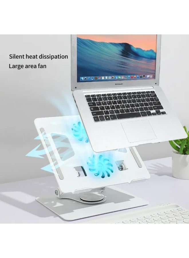 دريمزون حامل كمبيوتر محمول قابل للدوران 360 درجة مع مراوح تبريد مدمجة - حامل كمبيوتر محمول مريح من الألومنيوم قابل للتعديل للاستخدام على المكتب - متوافق عالميًا مع أجهزة الكمبيوتر المحمولة من 11 بوصة إلى 17.3 بوصة - تصميم مضاد للانزلاق وقابل للطي مع تهوية لمنع ارتفاع درجة الحرارة - لمسة نهائية سوداء أنيقة للاستخدام في المكتب والمنزل والدراسة - Image 3