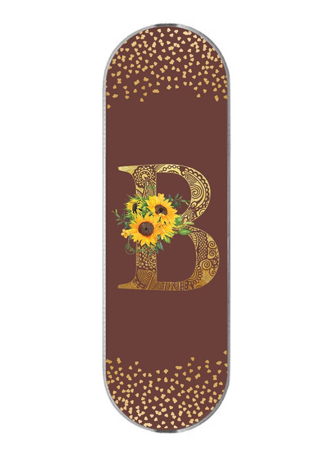 Stylizedd 3-In-1 Universal Mobile Phone Grip Holder- Custom Monogram Initial Letter Mandala Floral Pattern Alphabet - B (Brown)