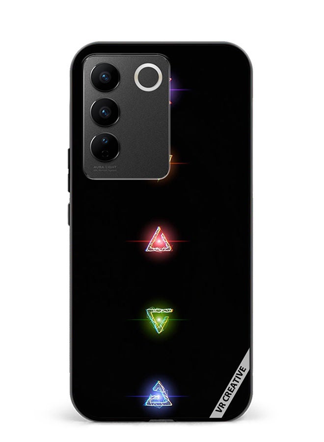 VR CREATIVE Protective Case Cover For Vivo V27 Pro Neon Lights Diamond Shapes Design Multicolour - Image 1