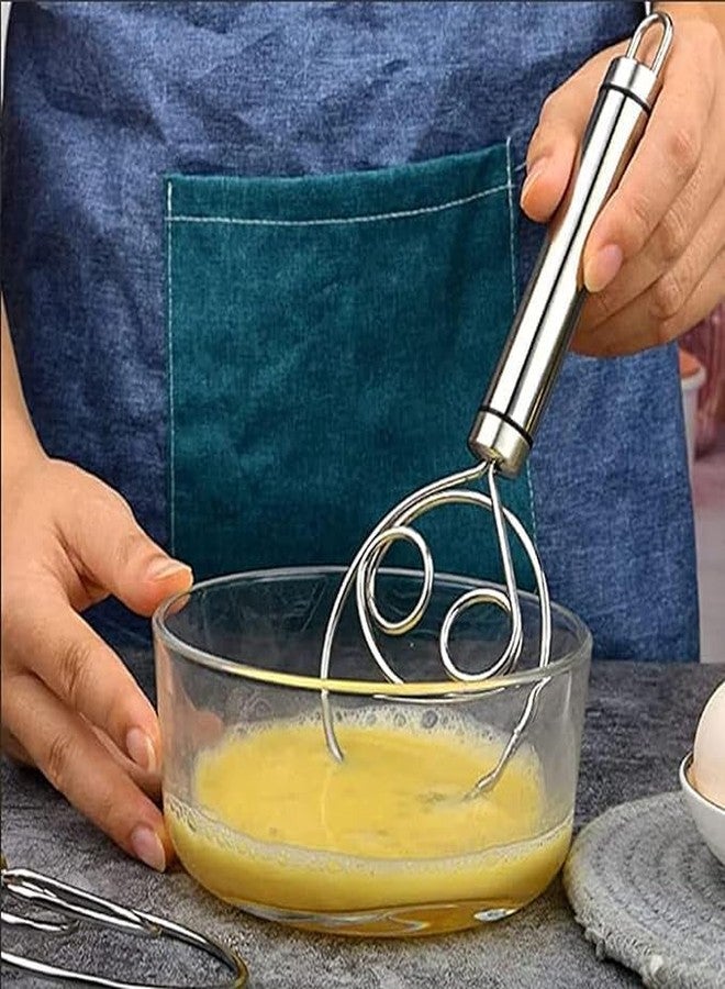 Deoxys 2Pcs Danish Dough Whisk, Stainless Steel Dutch Whisks, Wooden Danish Whisk, Whisk Kitchen Tool for Bread, Batter, Cake, Pastry (Steel) - Image 2