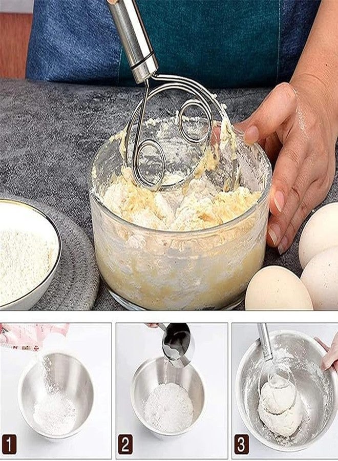 Deoxys 2Pcs Danish Dough Whisk, Stainless Steel Dutch Whisks, Wooden Danish Whisk, Whisk Kitchen Tool for Bread, Batter, Cake, Pastry (Steel) - Image 5