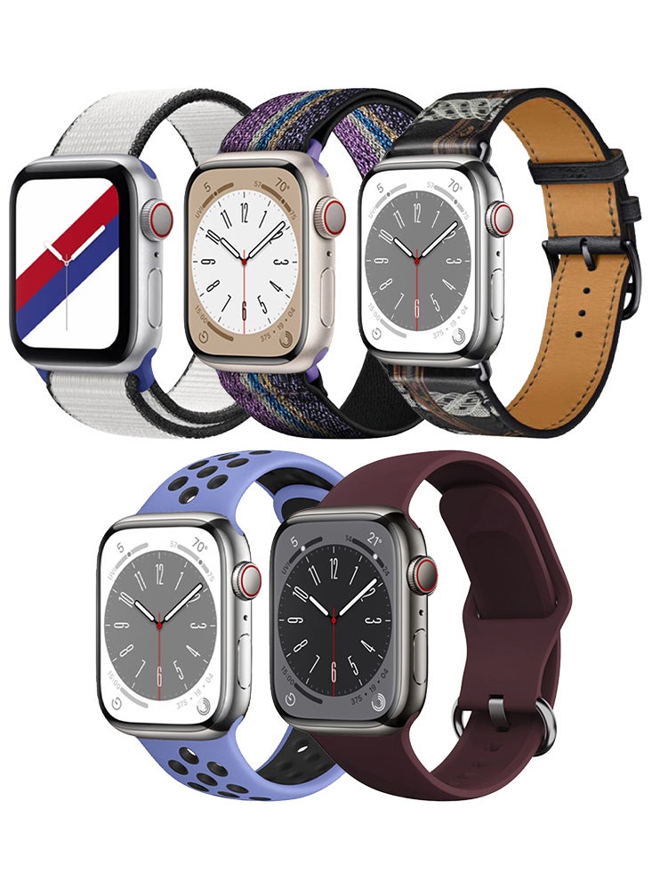 Perfii 5 قطع من سوار الساعة البديل لساعة Apple Watch مقاس 41/40/38 مم سلسلة 8/7/6/5/4/SE - Image 1