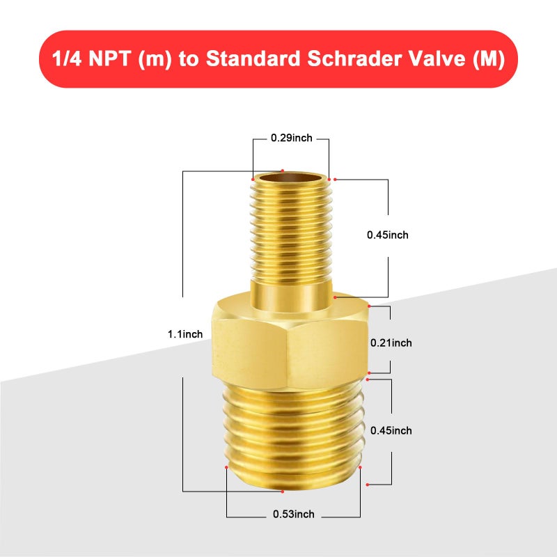 Godeson 1/4 NPT to Schrader Valve Adapter (Pack of 2) for Portable Air Compressor/Pump - Image 2