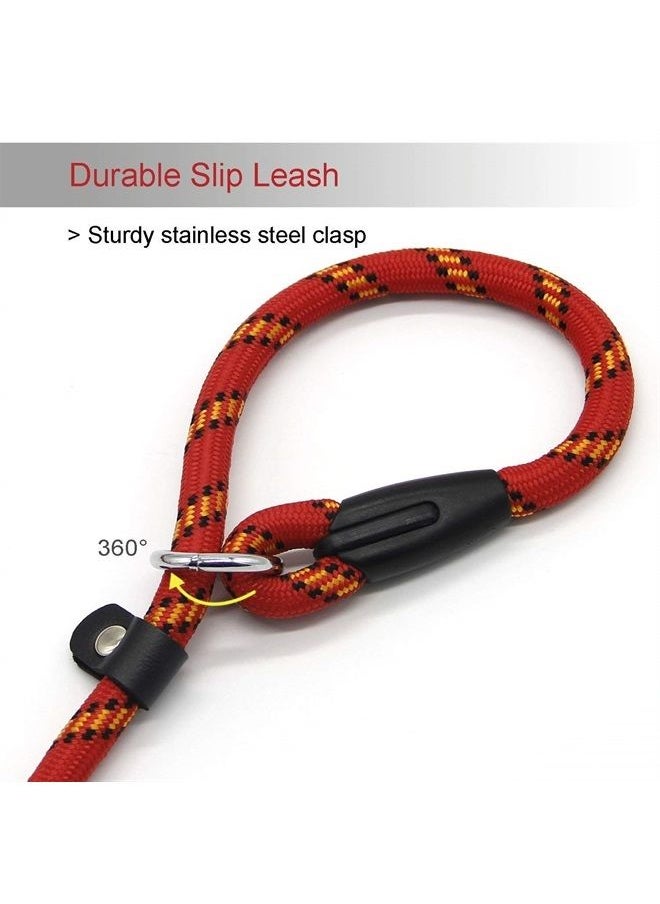Coolrunner - Dog Rope Leash, 5 FT Pet Slip Lead, Dog Training Leash, Standard Adjustable Pet Nylon Leash for Small Medium Dogs 10-80 lb Walking(Red) - Image 1
