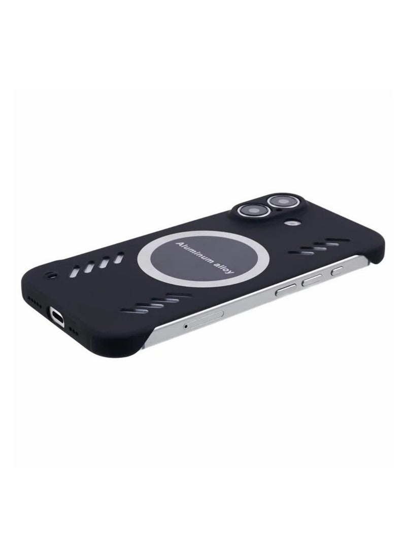 ICARLUS For iPhone 16 Case Hard PC Frameless Heat Dissipation Phone Cover - Black  - Image 5