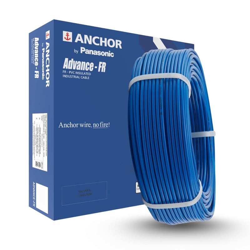 Anchor by Panasonic Penta 1.5 mm PVC Insulated 45 Meter Copper Electric Wire for Home, Industrial and Commercial Connections (Blue, N-96334BU) - Image 1