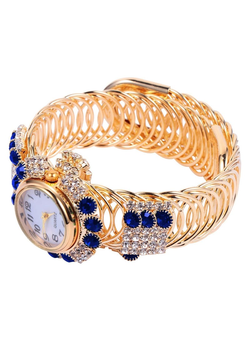 Elegant Women's Quartz Bangle Watch with Crystal Accents, Stylish Gold Bracelet Timepiece for Fashionable Ladies, Perfect Wrist Jewelry for Any Occasion - Image 1