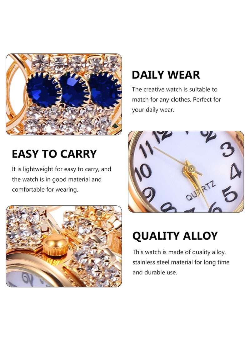 Elegant Women's Quartz Bangle Watch with Crystal Accents, Stylish Gold Bracelet Timepiece for Fashionable Ladies, Perfect Wrist Jewelry for Any Occasion - Image 5