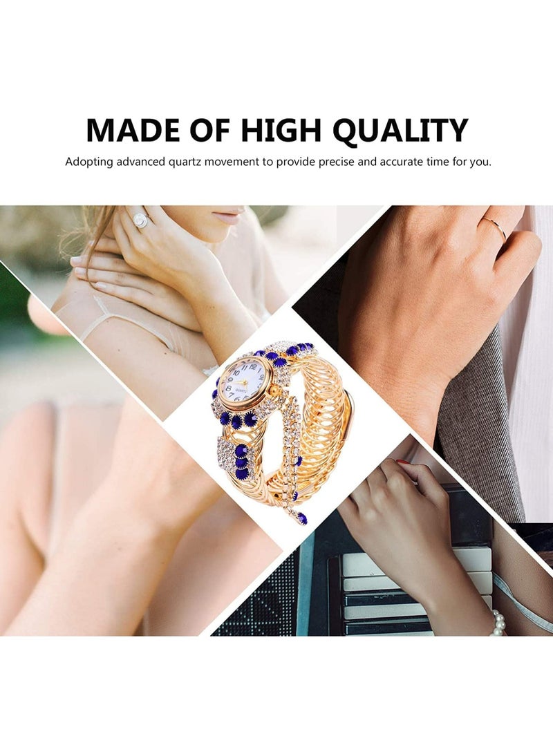 Elegant Women's Quartz Bangle Watch with Crystal Accents, Stylish Gold Bracelet Timepiece for Fashionable Ladies, Perfect Wrist Jewelry for Any Occasion - Image 3