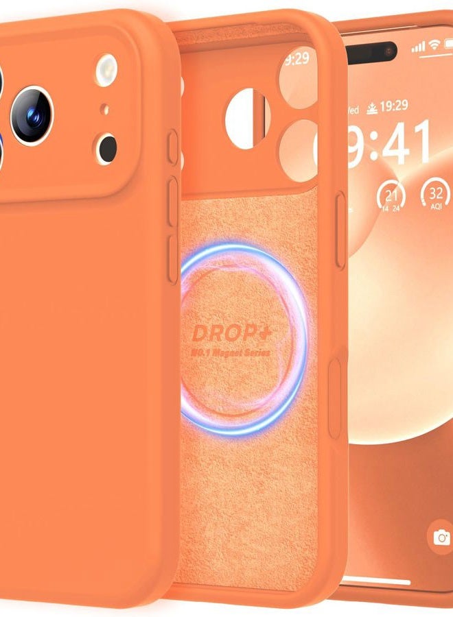 LOVE 3000 حافظة هاتف سيليكون مغناطيسية متوافقة مع i17 Pro (برتقالي ساطع) - Image 1