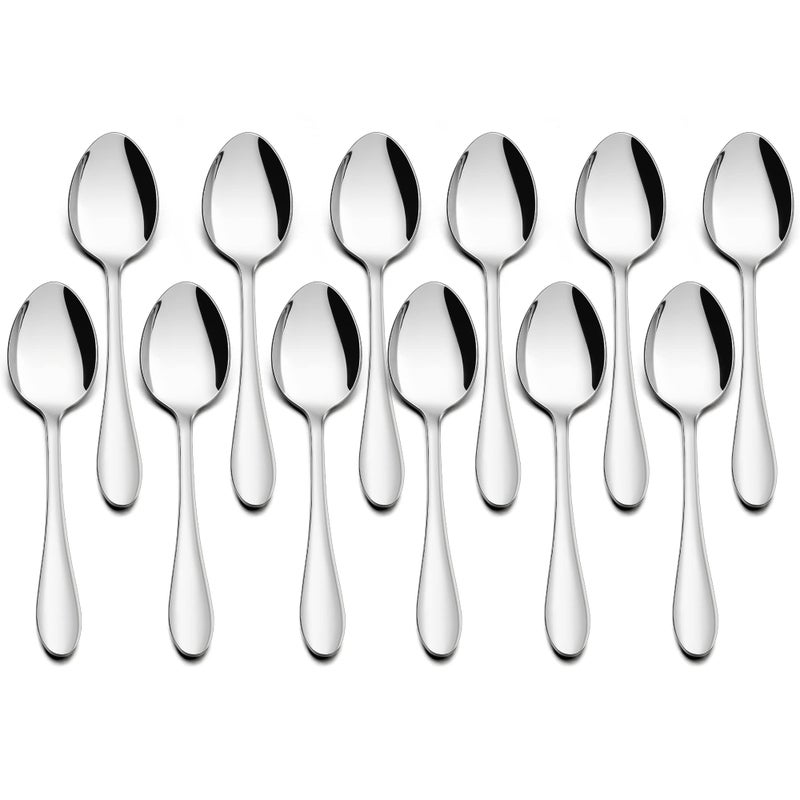 Herogo Teaspoons Stainless Steel Teaspoons Set of 12 14 cm Coffee Spoon for Home Kitchen Restaurant Ideal for Coffee Tea Dessert Mirror Finish  Durable Dishwasher Safe Metal Silver