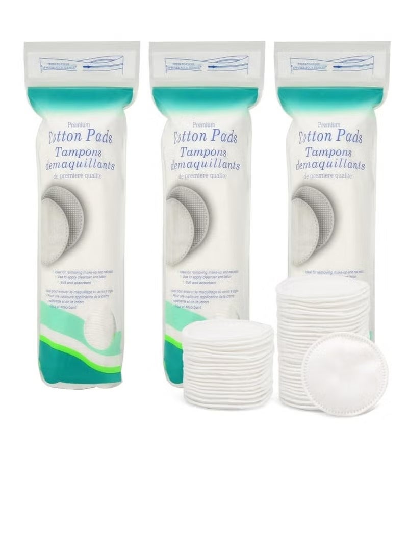 Generic 3 Packs 300 Sheets Premium Cotton Rounds ，for FaceFacial Lip & Eye Makeup Remover Pads, Effective Cosmetic Cotton Round,Hypoallergenic, Lint-Free  - Image 1