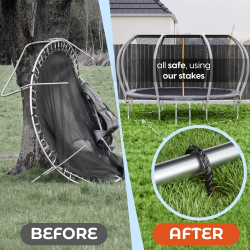 Happin® Ground Stakes Ultra Strong, Trampoline Stakes Anchors High Wind, Ground Anchors Screw in, Tent Rebar Stake Heavy Duty & Swing Set Anchors, Galvanized Steel, U Shaped (8 Pack, Black) - Image 2