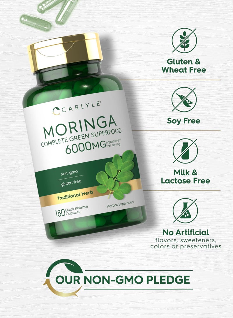 Moringa Complete Green Superfood, 6000mg, 180 Quick Release Capsules