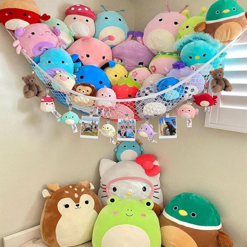 Kangaroo Stuffed Animal Storage Hammock Corner Hanging Toy Organizer Stuffed Animal Storage  Easy to Hang Plushie Net  Included Anchors  Hooks  for Toy Room Nursery Bedroom  Home Decor White - Image 2