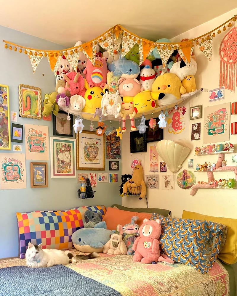 Kangaroo Stuffed Animal Storage Hammock Corner Hanging Toy Organizer Stuffed Animal Storage  Easy to Hang Plushie Net  Included Anchors  Hooks  for Toy Room Nursery Bedroom  Home Decor White - Image 4