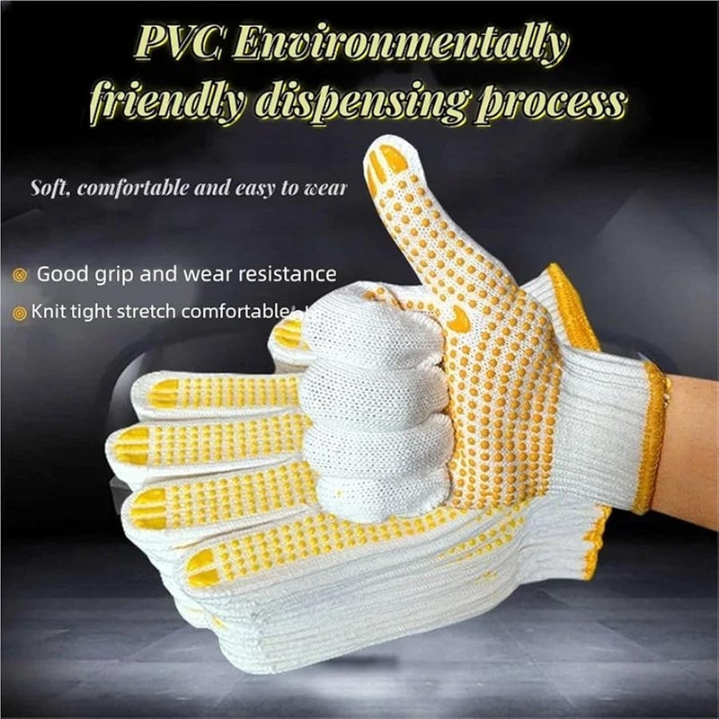 قفازات العمل القطنية الزرقاء 12 زوجًا محبوكة بخيوط للحماية الآمنة في أعمال البستنة - Image 4