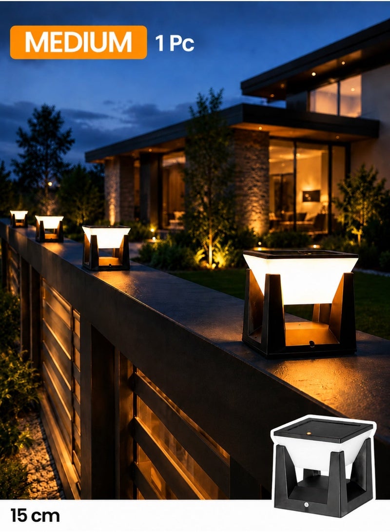 MODI Solar Post Lamp Outdoor Waterproof – 3 Color Modes (Warm/Neutral/Cool White), Dusk to Dawn, Motion Sensor, Solar Wireless LED for Garden, Fence, Garage, Porch, Patio, Outdoor (Medium - 1pc) - Image 1