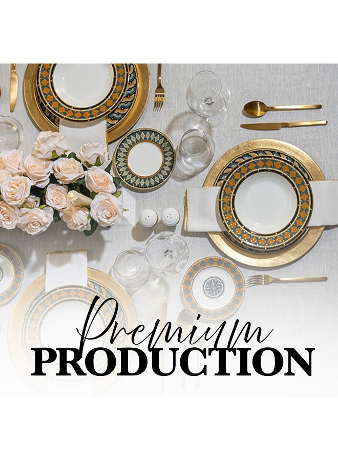 BS طقم أطباق بورتشيلين الدائري من B&S | 97 قطعة من أدوات المائدة الخزفية الفاخرة | طقم أطباق بتصميم زهور | طقم شاي وقهوة بورتشيلين عتيق | أطباق وأوعية آمنة للاستخدام في الميكروويف وغسالة الصحون (توسكاني) - Image 5