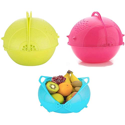 DARKZONE Foldable Plastic Double Fold Rice Bowl for Kitchen Double Fordable Rice Bowl Random Color Pack of 1 - Image 2