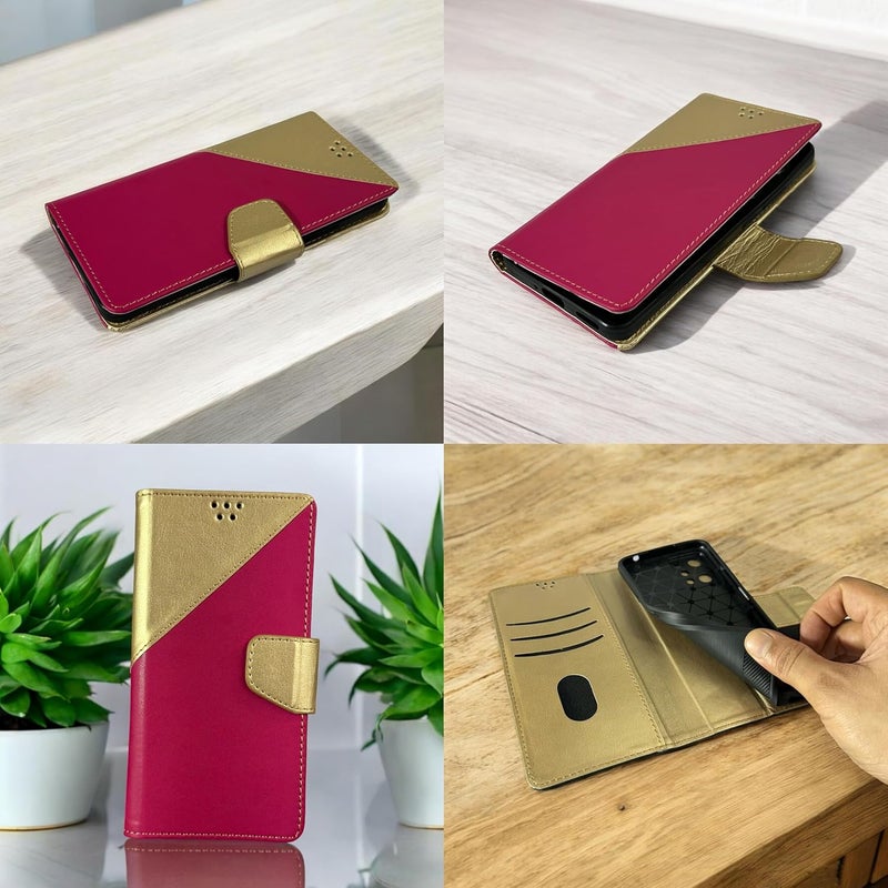 SBMS Flip Cover for Samsung Galaxy A17 5G / Samsung Galaxy F17 5G Back Cover Case with Magnatic Closure | Inbuilt Stand | Card & Money Pocket (MultiPink) - Image 5