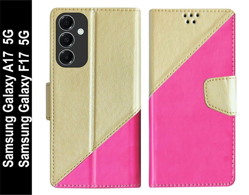 SBMS Flip Cover for Samsung Galaxy A17 5G / Samsung Galaxy F17 5G Back Cover Case with Magnatic Closure | Inbuilt Stand | Card & Money Pocket (MultiPink) - Image 2