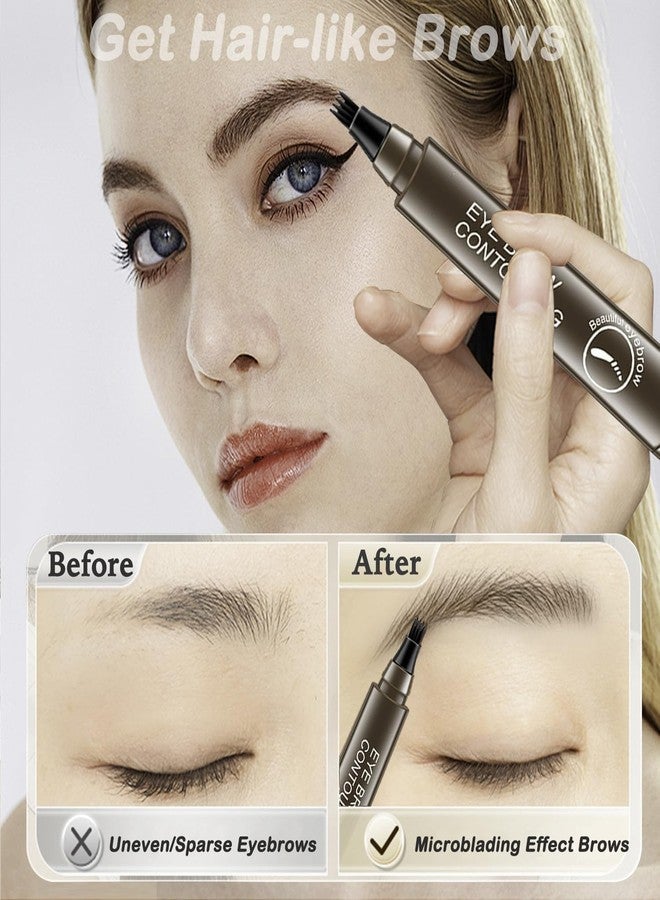 BlizzCart 4 Point Eyebrow Pencil, Waterproof Microblading Pen with Micro-Fork Tip, Brown, Long-Lasting Smudge-Proof, Natural Hair-Like Strokes - Image 2
