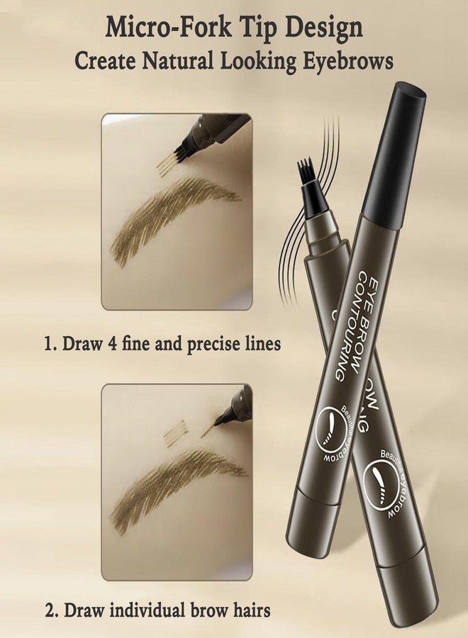 BlizzCart 4 Point Eyebrow Pencil, Waterproof Microblading Pen with Micro-Fork Tip, Brown, Long-Lasting Smudge-Proof, Natural Hair-Like Strokes - Image 3