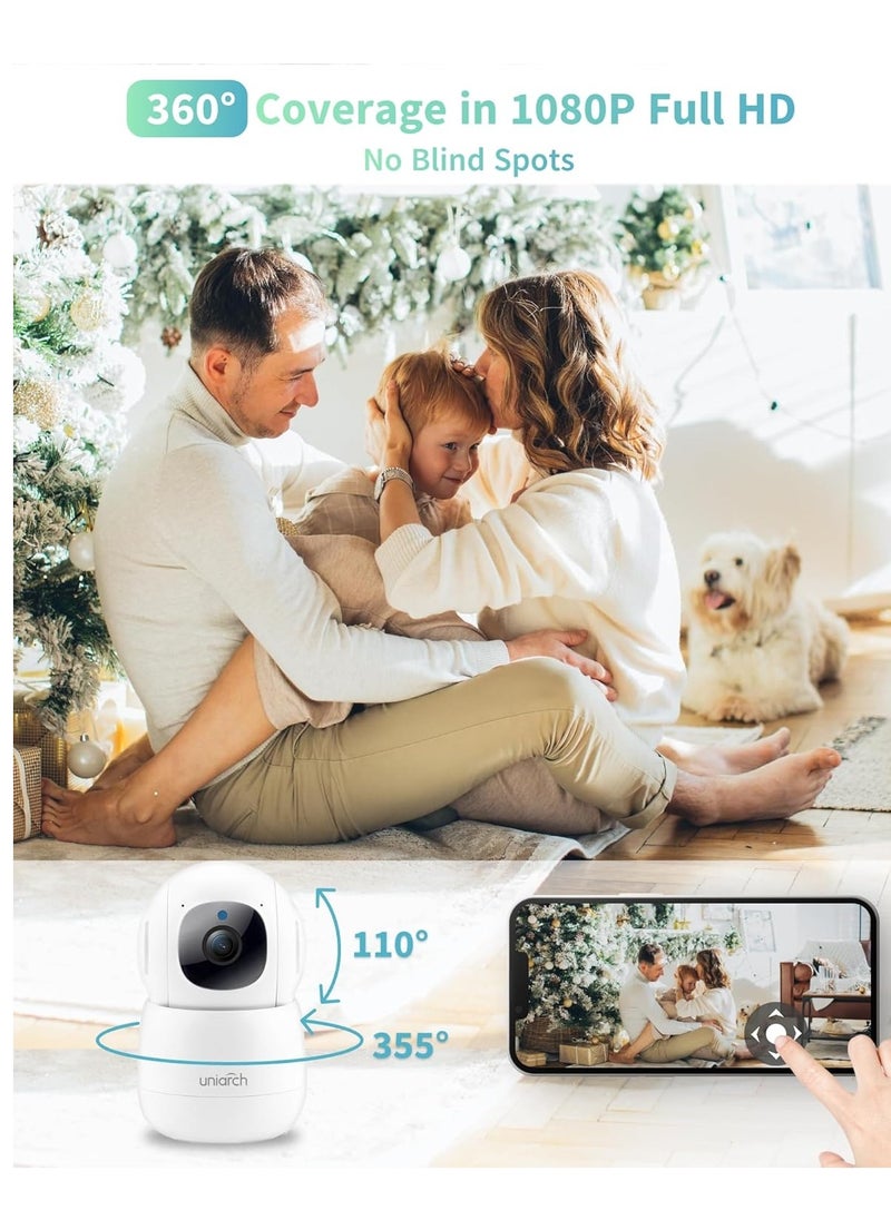 UNIARCH - 1080P Indoor Security Camera, Uho-S1, 360 Degree Home Camera with App, Night Vision, Smart Auto Tracking Motion Detection, Two-Way Audio by UniArk - Image 1
