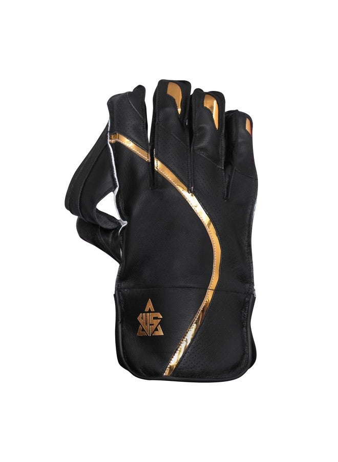 WHITEDOT SPORTS Summer Leather Cricket Wicket Keeping Gloves Suitable For Profe ional Players (WKG Summer Black, Youth) - Image 3
