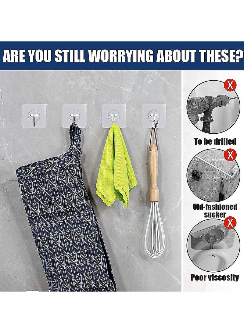 Solitude 20 Pcs PVC Self Adhesive Stainless Steel Hooks Transparent Waterproof Oilproof Wall Hooks Kitchen Bathroom Outdoor  - Image 2