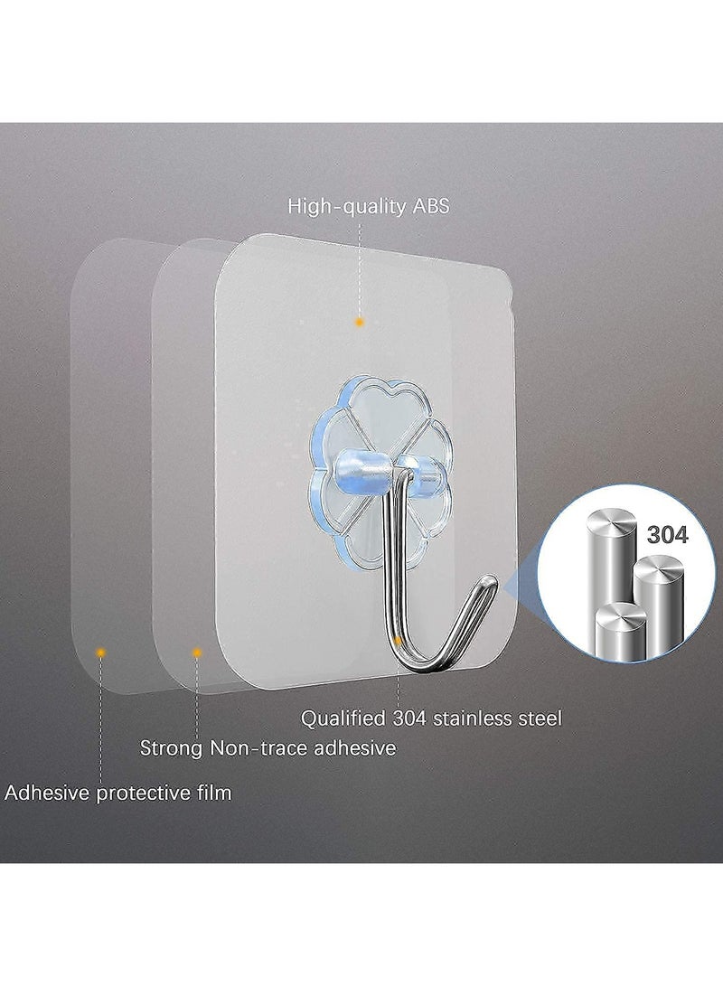Solitude 20 Pcs PVC Self Adhesive Stainless Steel Hooks Transparent Waterproof Oilproof Wall Hooks Kitchen Bathroom Outdoor  - Image 3