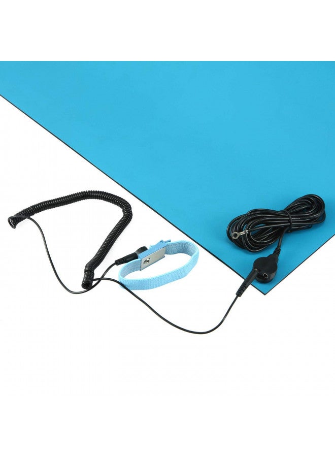 MWRF Source ESD Mat Kit with Wrist Strap and Grounding Cord (0.12" Thickness) (18 Inches x 47 Inches, Blue) - Image 3
