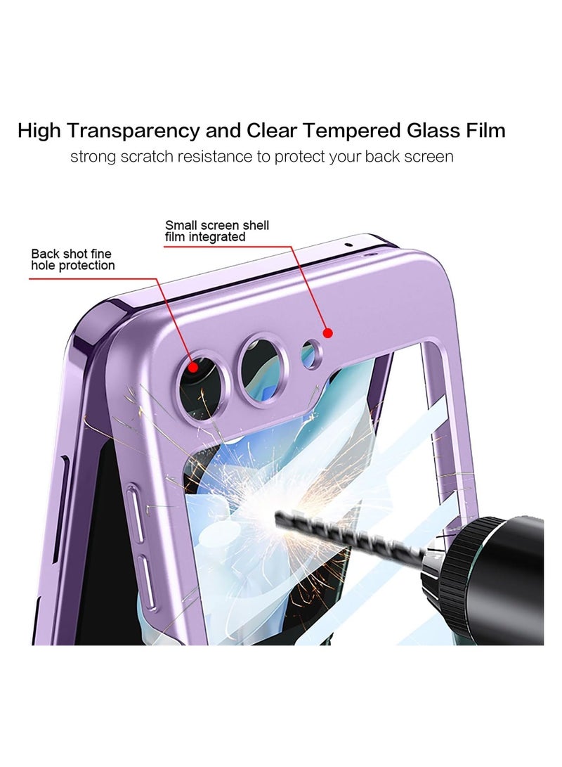حافظة لهاتف سامسونج جالاكسي Z فليب 6، حافظة صلبة رفيعة للغاية من البولي كربونات مع واقي شاشة خارجي وحلقة، حافظة واقية متينة خفيفة الوزن مقاومة للصدمات وغير قابلة للانزلاق لهاتف جالاكسي زد فليب 6 - Image 3