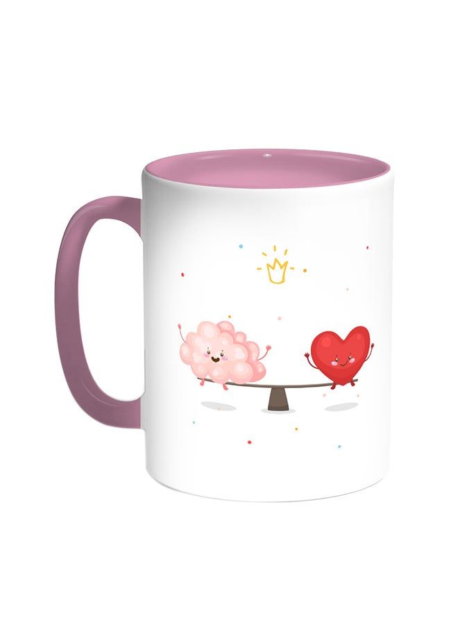 RKN Romantic Printed Coffee Mug Pink/White 11ounce - Image 1