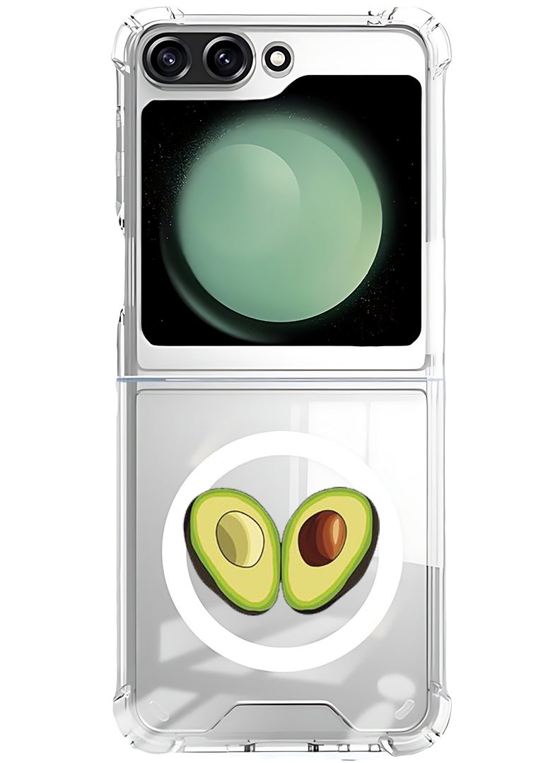 Theodor Magnetic Case for Samsung Galaxy Z Flip 5 Compatible with MagSafe Wireless Charging, Shockproof Phone Bumper Cover Avacado Open - Image 1