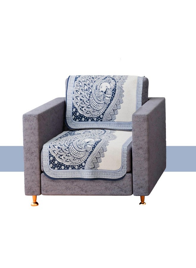 Kuber Industries Sofa Cover | Net Sofa Slipcover Set | 5 Seater Sofa Cover for Hall | Couch Sofa Cover Set | Sofa Cover for Home | Sofa Cover for Living Room | Mor Digital-837 | Blue - Image 1