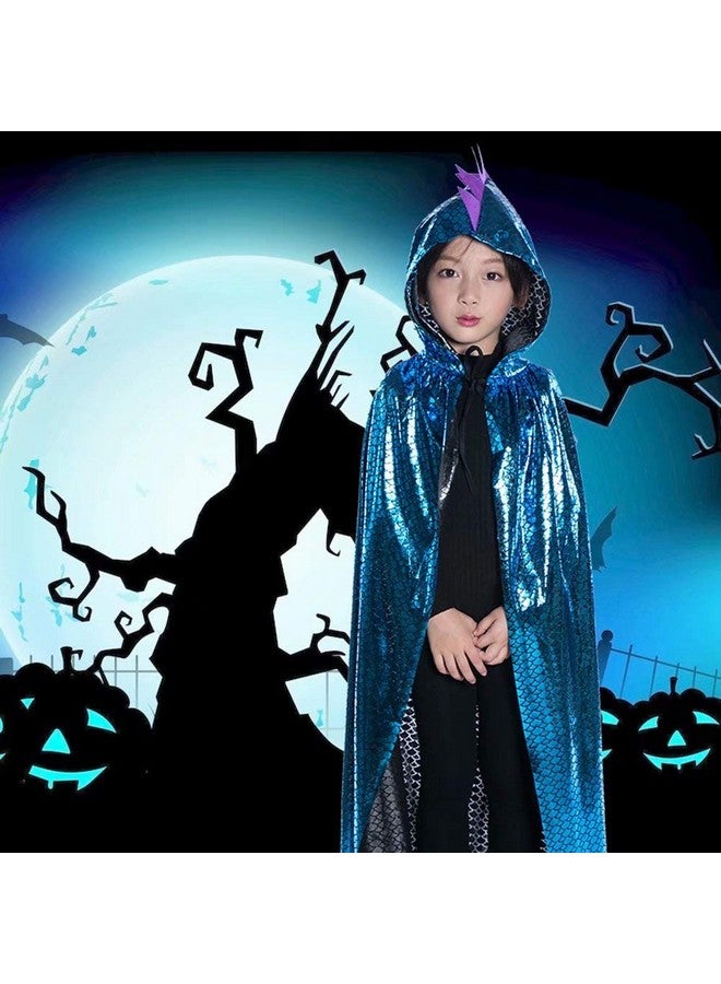 qiaoniuniu Dinosaur Cape Dragon Hooded Cloak Halloween Costume Boy Girl Toddler Dress Up Clothes 3-8 Years Old Color Blue - Image 3