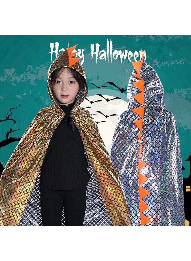 qiaoniuniu Dinosaur Cape Dragon Hooded Cloak Halloween Costume Boy Girl Toddler Dress Up Clothes 3-8 Years Old Color Blue - Image 5