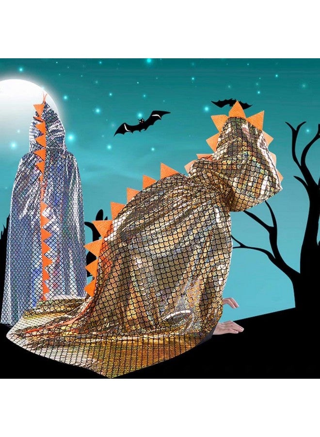 qiaoniuniu Dinosaur Cape Dragon Hooded Cloak Halloween Costume Boy Girl Toddler Dress Up Clothes 3-8 Years Old Color Blue - Image 4