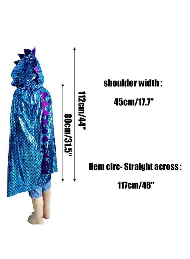 qiaoniuniu Dinosaur Cape Dragon Hooded Cloak Halloween Costume Boy Girl Toddler Dress Up Clothes 3-8 Years Old Color Blue - Image 2